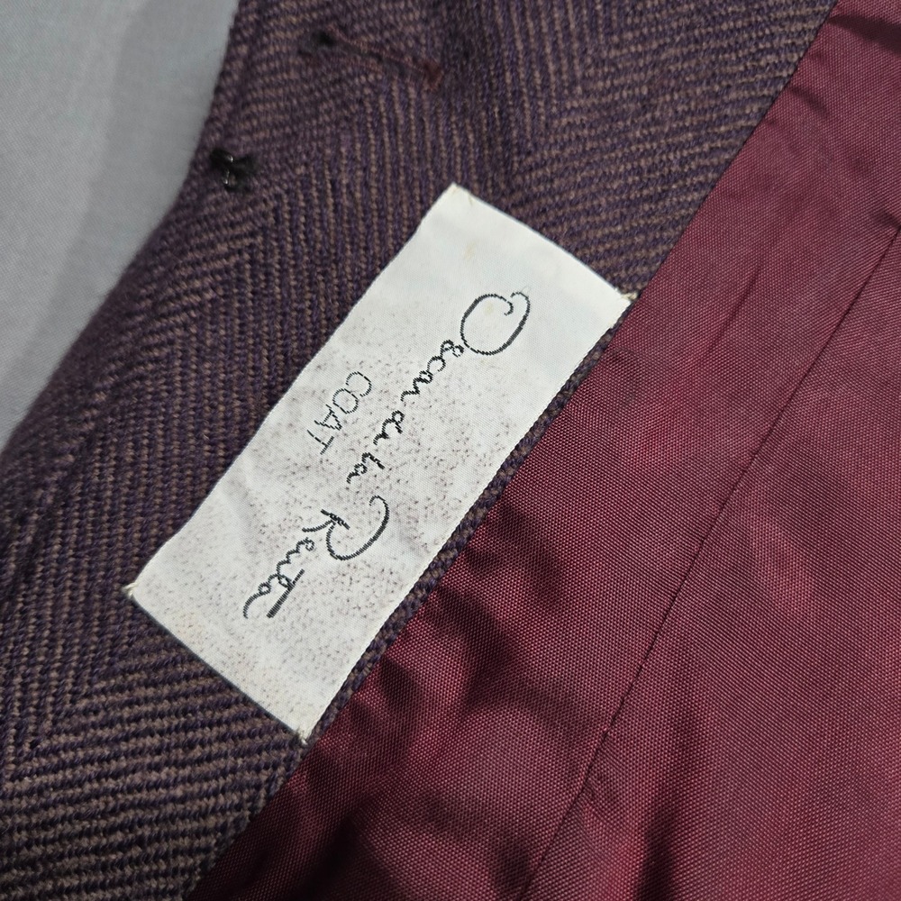 Vintage Oscar de la Renta Cropped Tux Blazer Purple Tweed Velvet Collar Size 10 - Picture 5 of 13